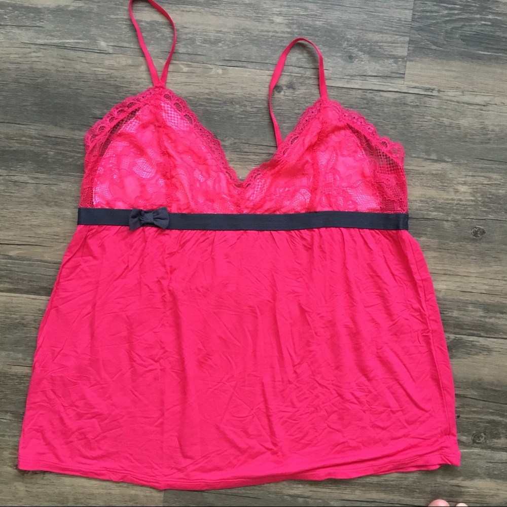 Undiz Pink and Lace Tank / PJ Top with Bow